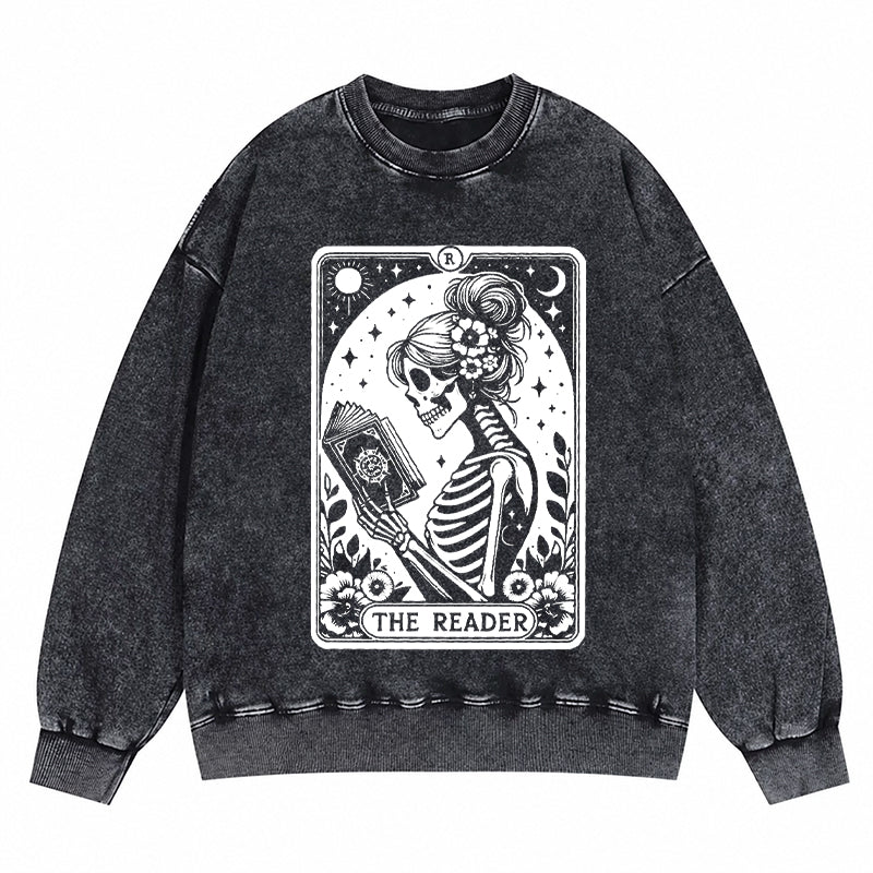 The Reader Tarot Card Reading Washed Crewneck Sweatshirt
