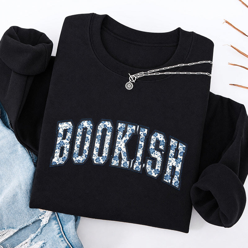 Embroidered Retro Bookish Classic Crewneck Sweatshirt