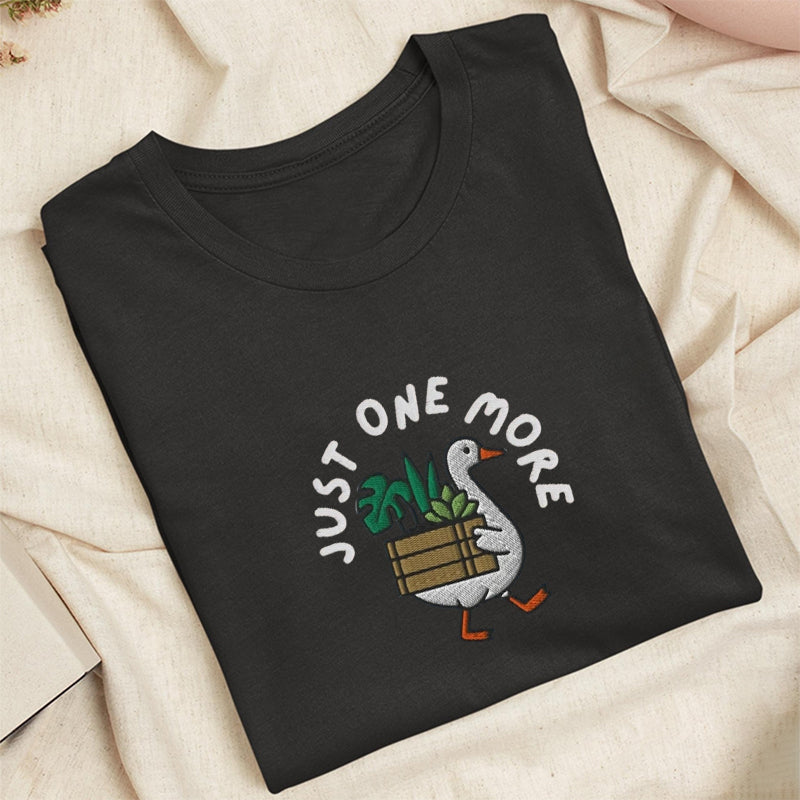 Embroidered Goose with Houseplant Classic Adult Unisex Crew Neck T-Shirt