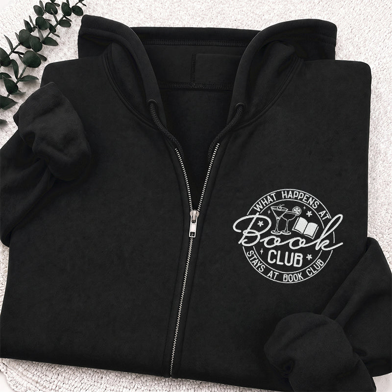 Embroidered Funny Book Club Classic Full Zip Hoodie