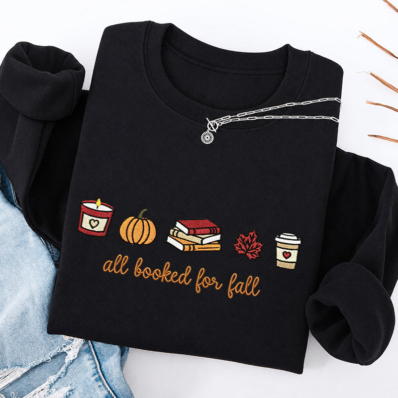 Embroidered All Booked For Fall Classic Crewneck Sweatshirt
