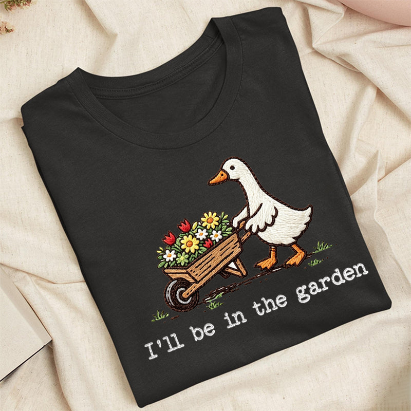 Embroidered Silly Goose Garden Classic Adult Unisex Crew Neck T-Shirt