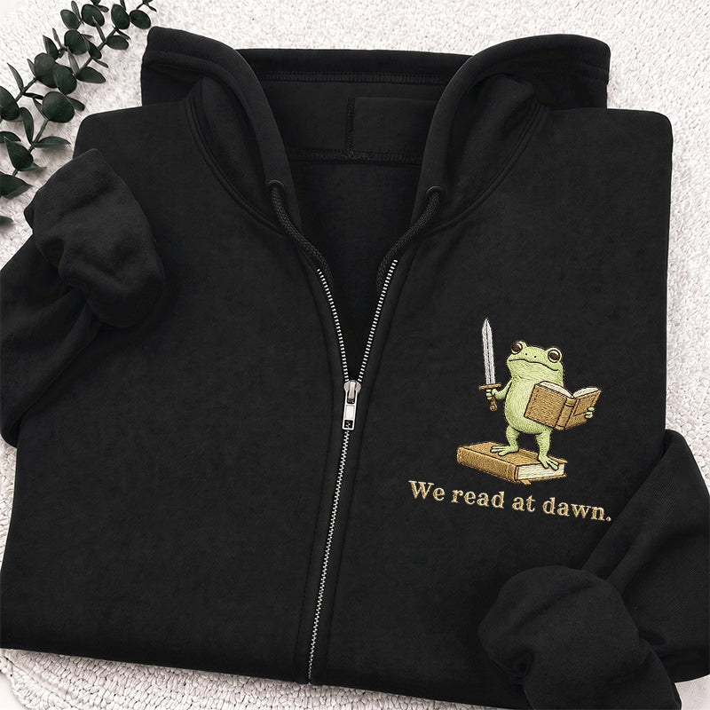 Embroidered We Read At Dawn Classic Adult Unisex Full Zip Hoodie