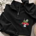 Embroidered Frog Coffee Time Classic Quarter Zip Sweatshirt