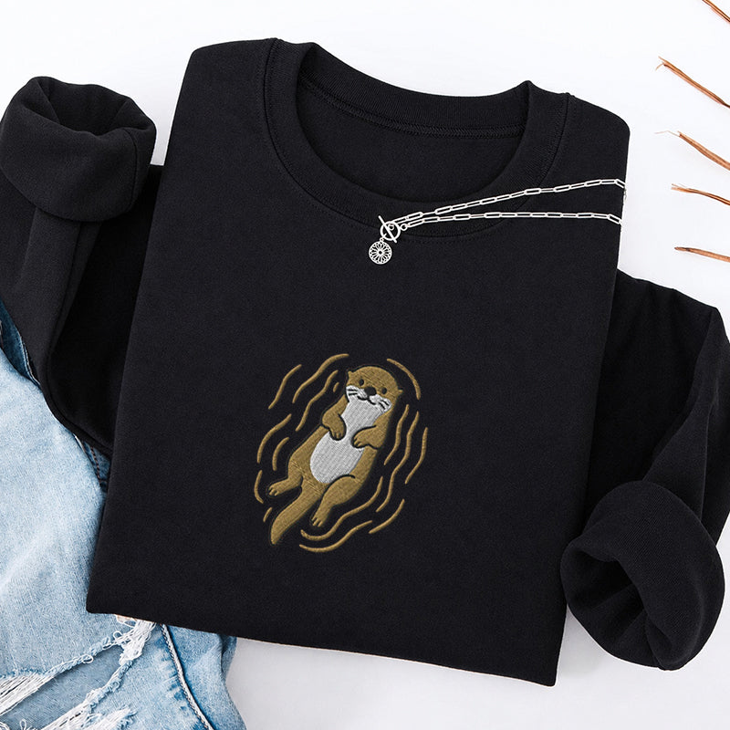 Embroidered Otter Classic Crewneck Sweatshirt