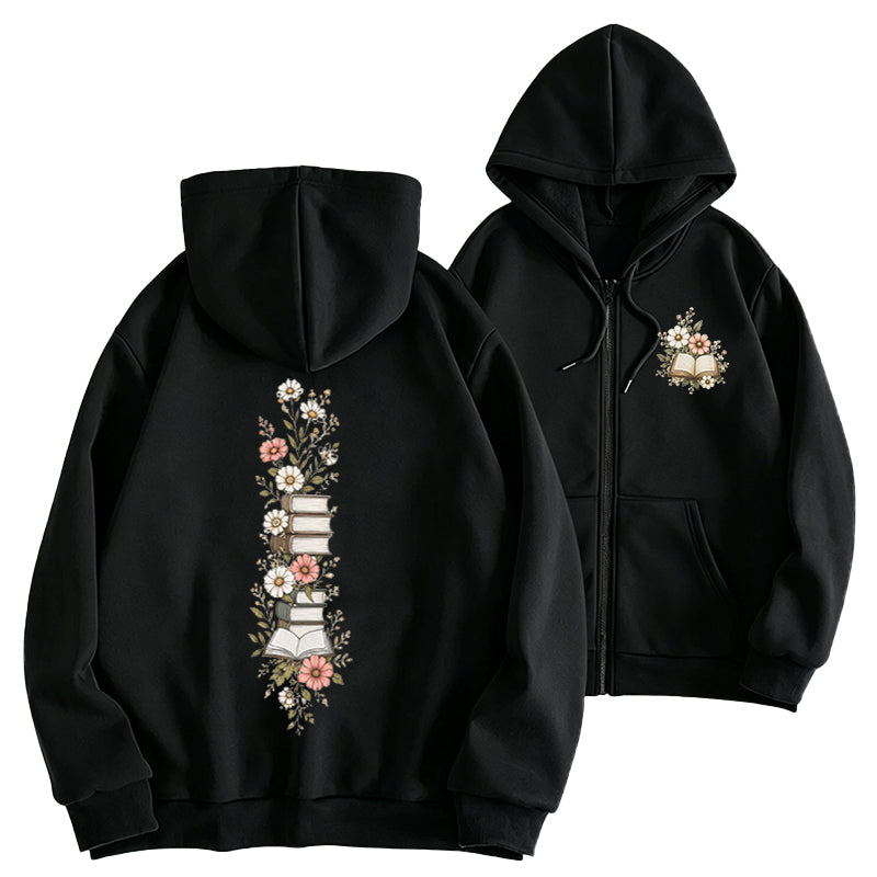 Where Books Bloom Adult Unisex Full Zip Hoodie