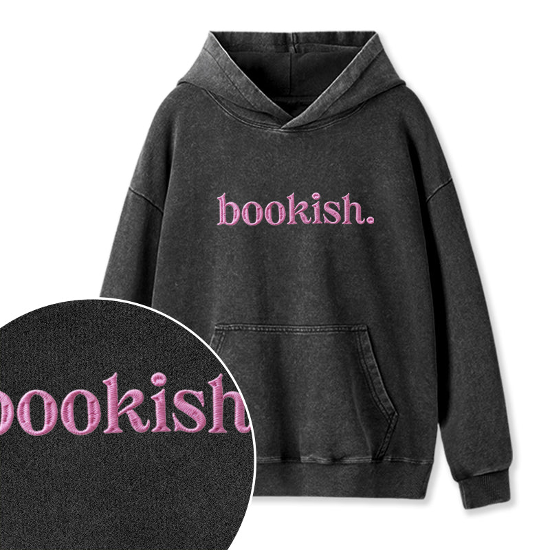 Embroidered Bookish Washed Hoodie