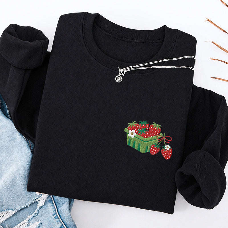 Embroidered Strawberry Blanket Classic Crewneck Sweatshirt