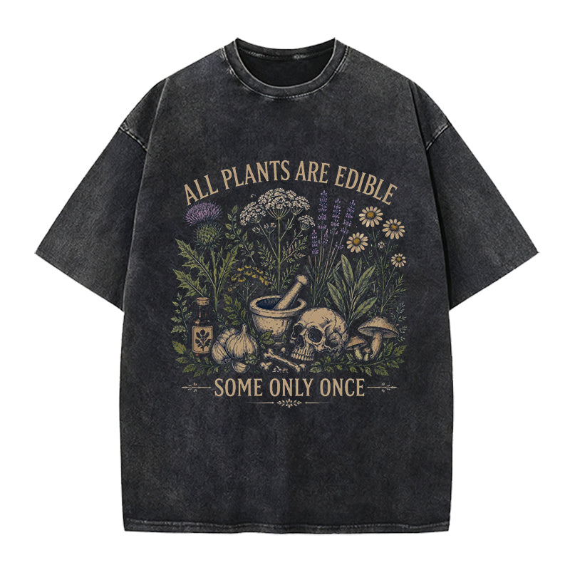 All Plants are Edible Gardening Washed Crew Neck T-Shirt
