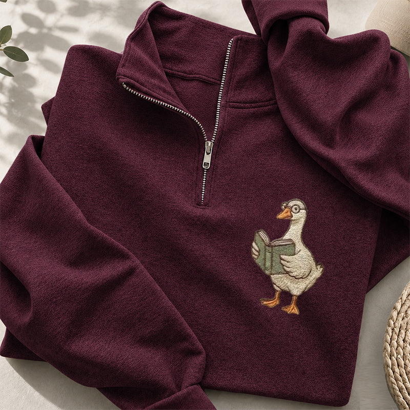 Embroidered Reading Goose Classic Quarter Zip Sweatshirt