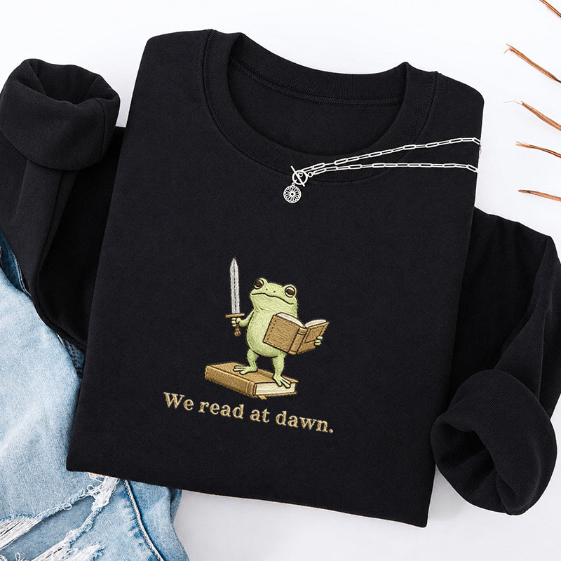 Embroidered We Read At Dawn Classic Crewneck Sweatshirt