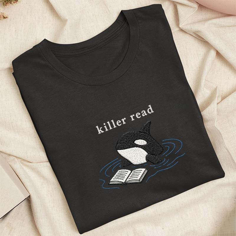 Embroidered Killer Read Orca Classic Adult Unisex Crew Neck T-Shirt