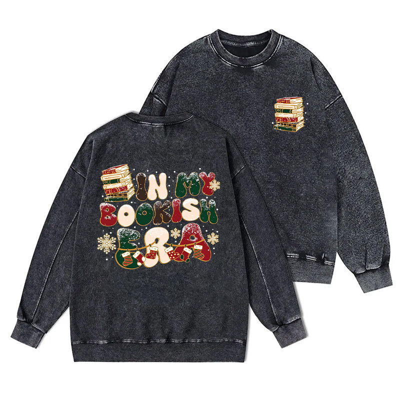 In My Bookish Era Christmas Washed Crewneck Sweatshirt