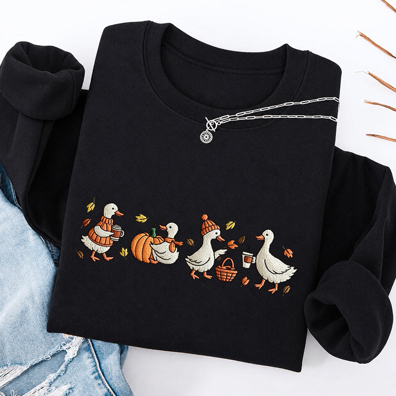 Embroidered Autumn Goose Classic Crewneck Sweatshirt