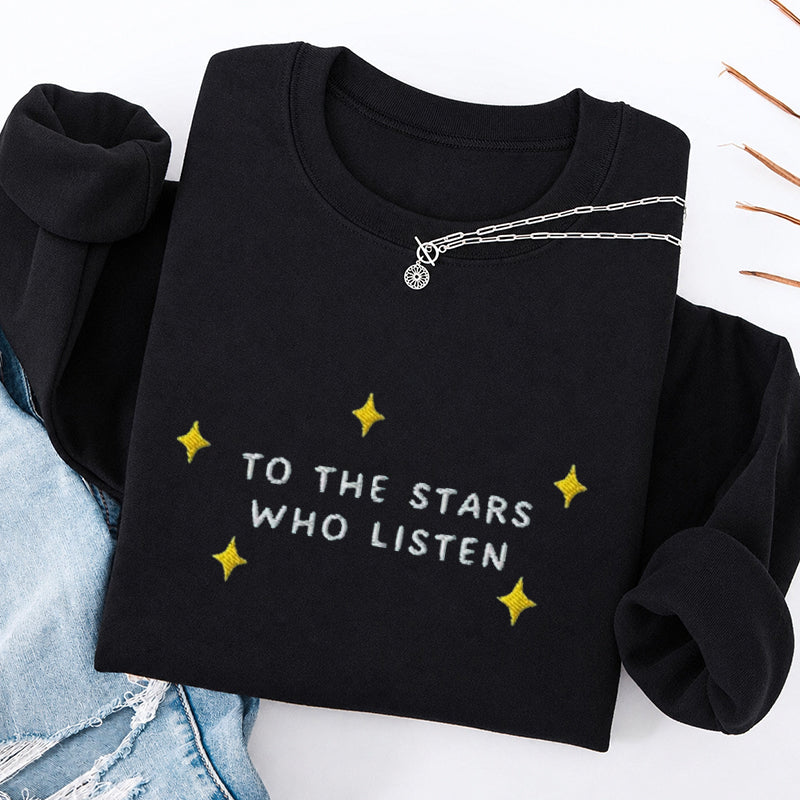 Embroidered To the Star Book Lover Classic Crewneck Sweatshirt