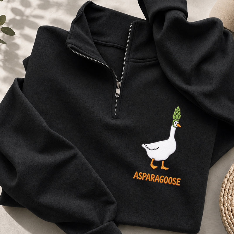 Embroidered Funny Asparagus Asparagoose Classic Quarter Zip Sweatshirt