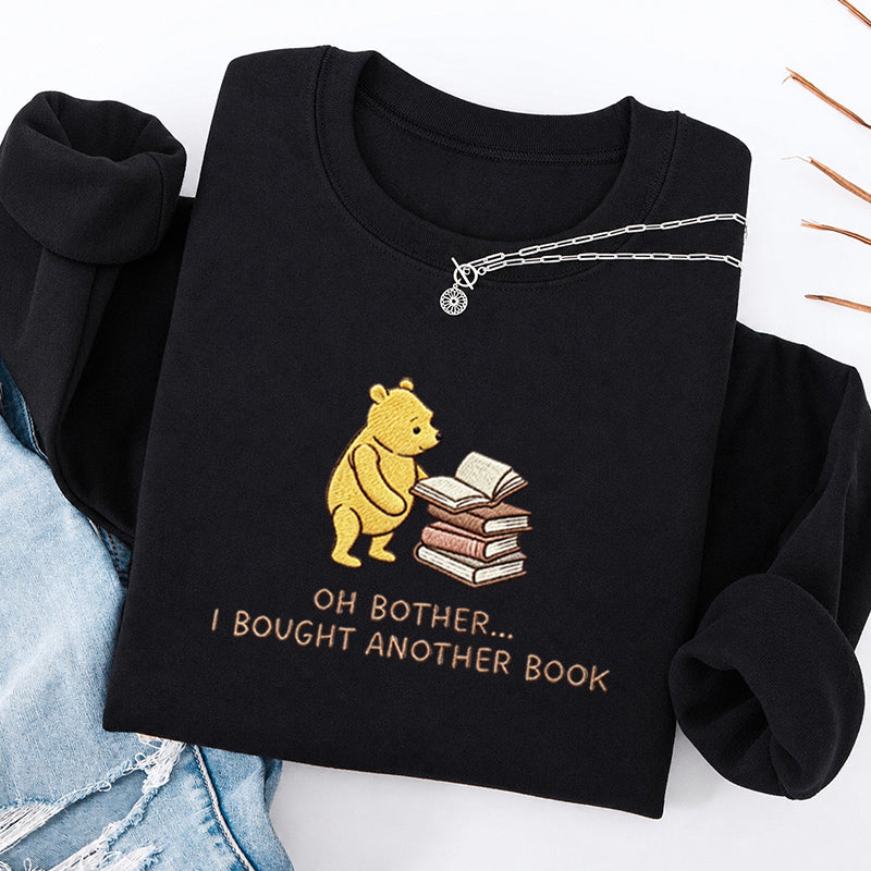 Embroidered Funny Bear Reading Books Classic Crewneck Sweatshirt