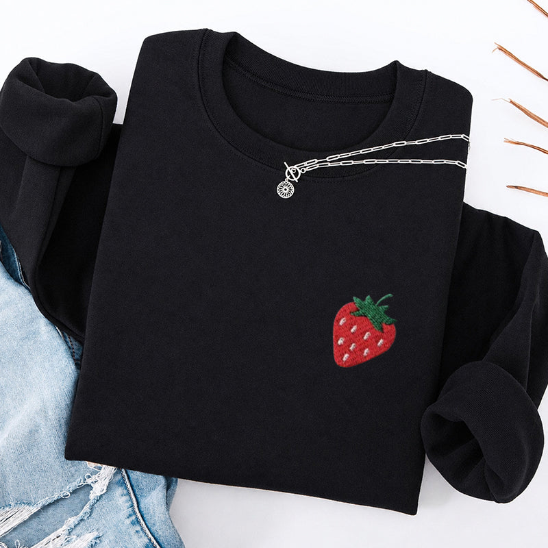 Embroidered Strawberry Classic Crewneck Sweatshirt