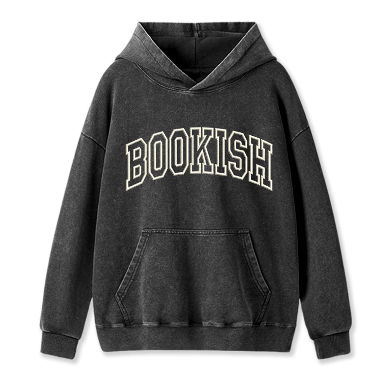 Embroidered Classic Bookish Washed Hoodie