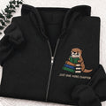 Embroidered Reading Otter Classic Full Zip Hoodie