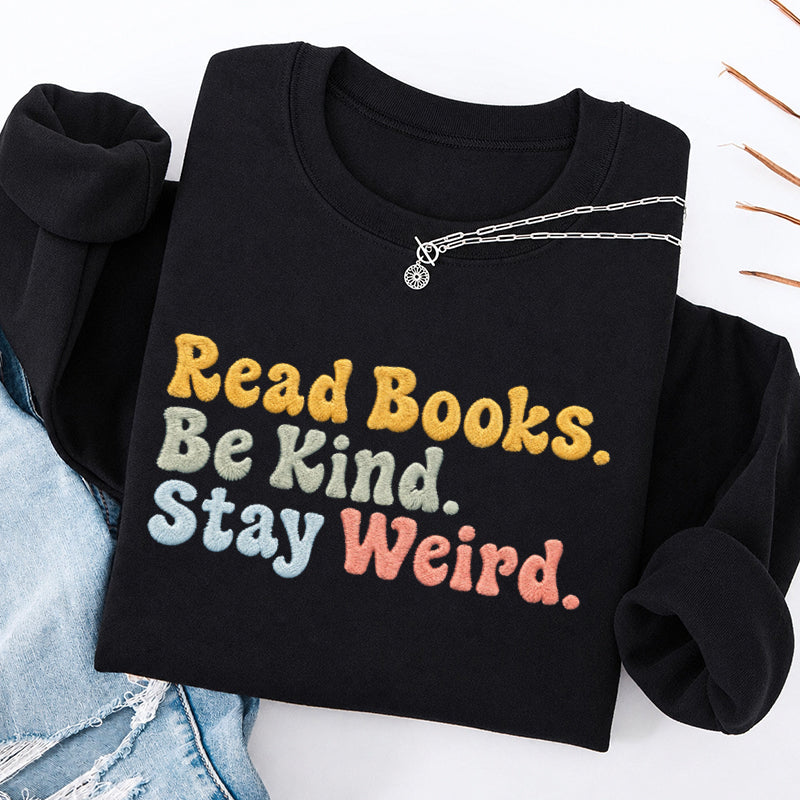 Embroidered Read Book Be Kind Classic Crewneck Sweatshirt