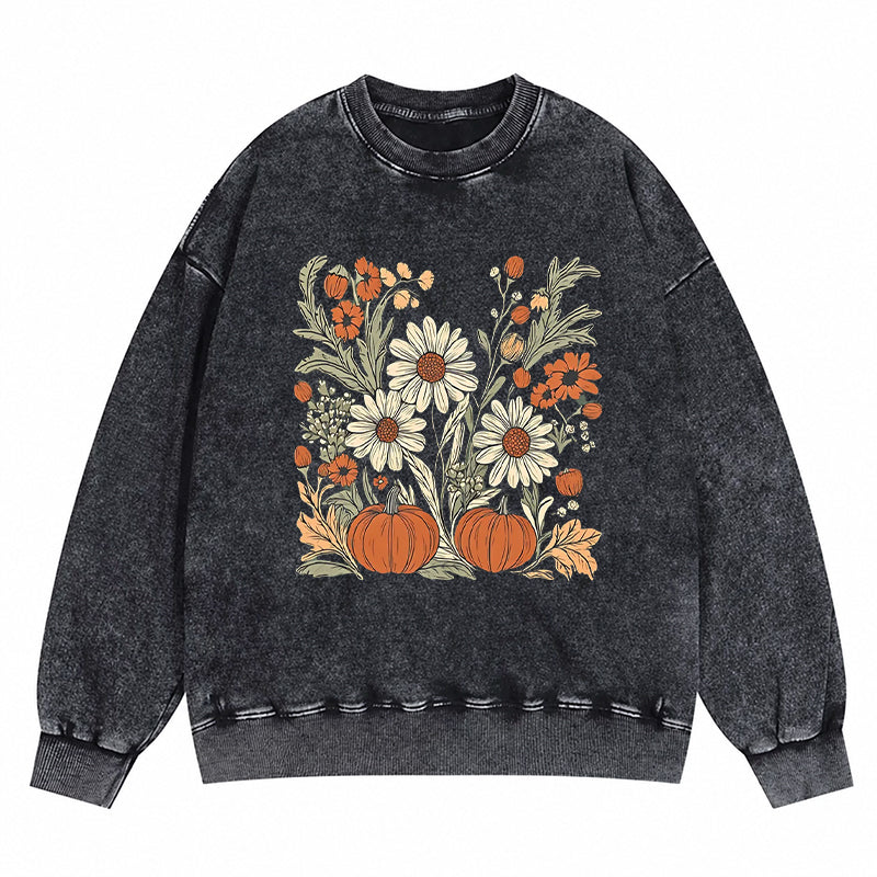 Pumpkin & Wildflower Washed Crewneck Sweatshirt