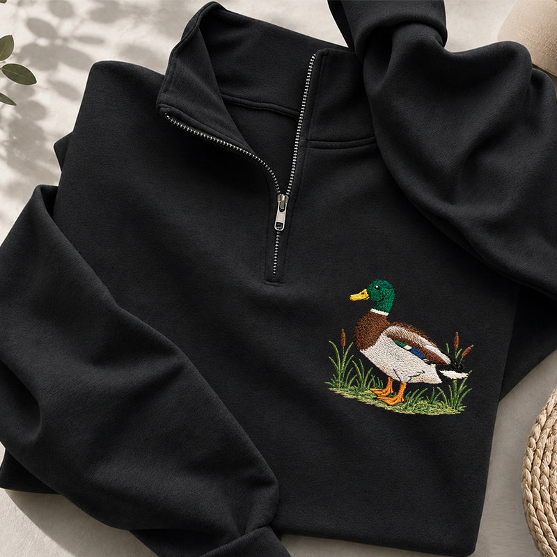 Embroidered Mallard Duck Classic Quarter Zip Sweatshirt