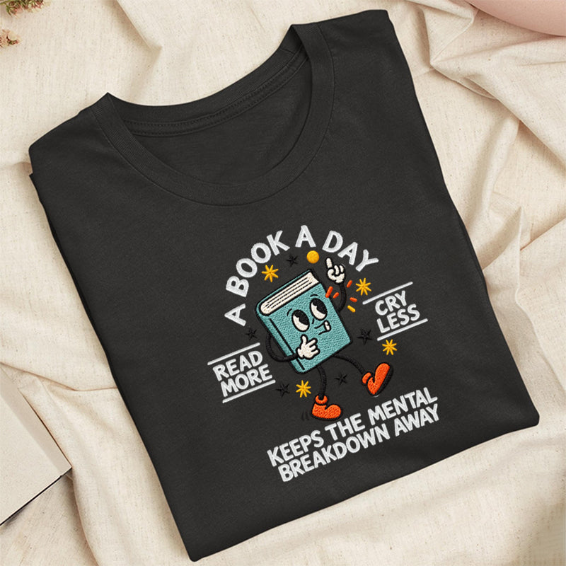 Embroidered A Book A Day Classic Adult Unisex Crew Neck T-Shirt