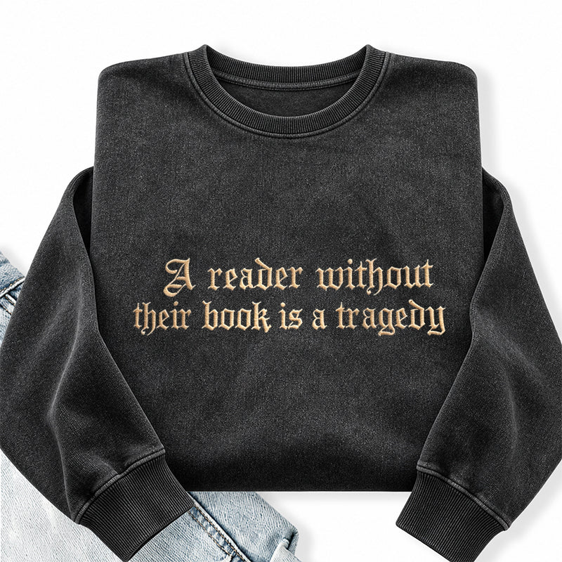 Embroidered Dragon Rider Book Lover Washed Crewneck Sweatshirt