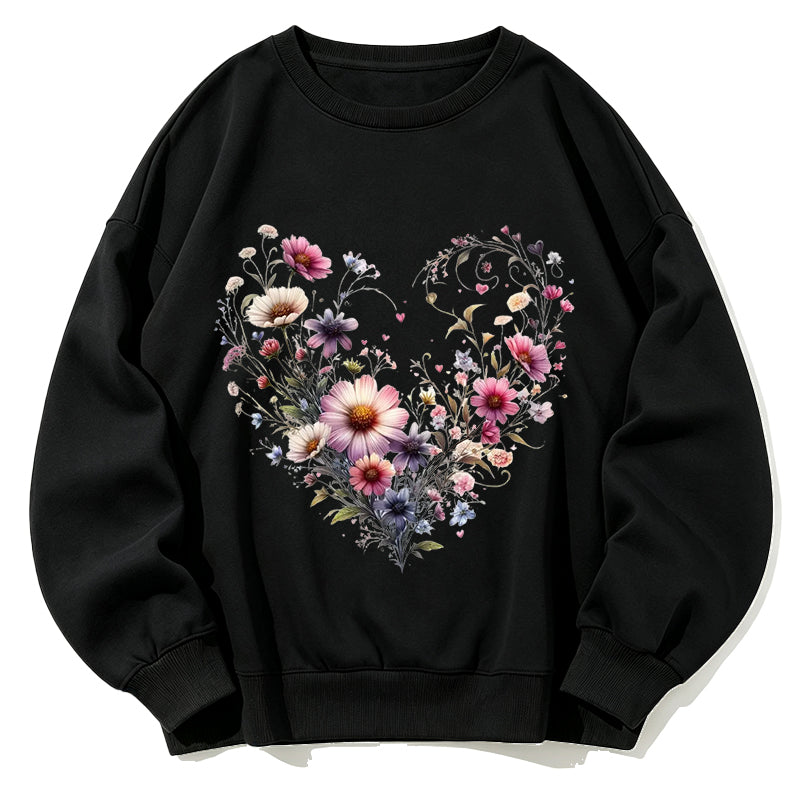 Wildflowers Woven Heart Classic Adult Unisex Crewneck Sweatshirts