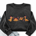 Embroidered Gingerbread Dinosaur Washed Crewneck Sweatshirt