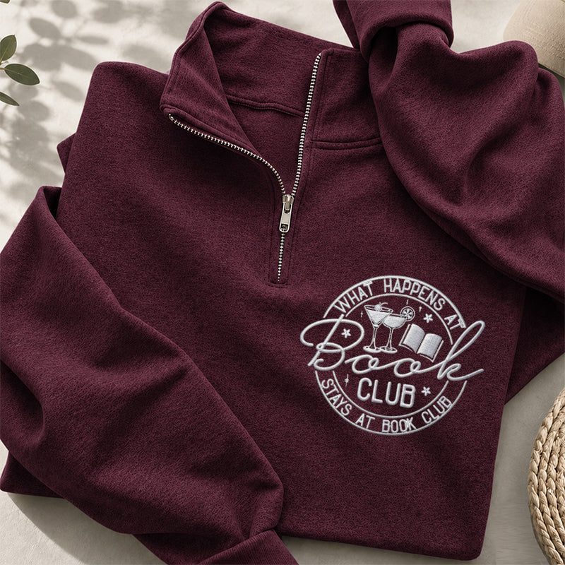 Embroidered Funny Book Club Classic Quarter Zip Sweatshirt