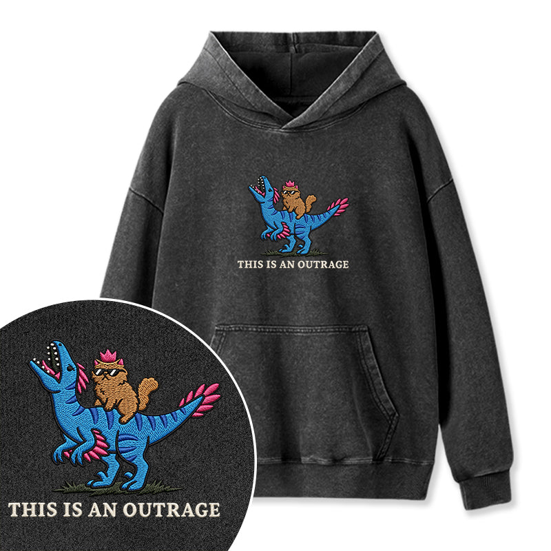 Embroidered This Is An Outrage Book Lover Washed Hoodie