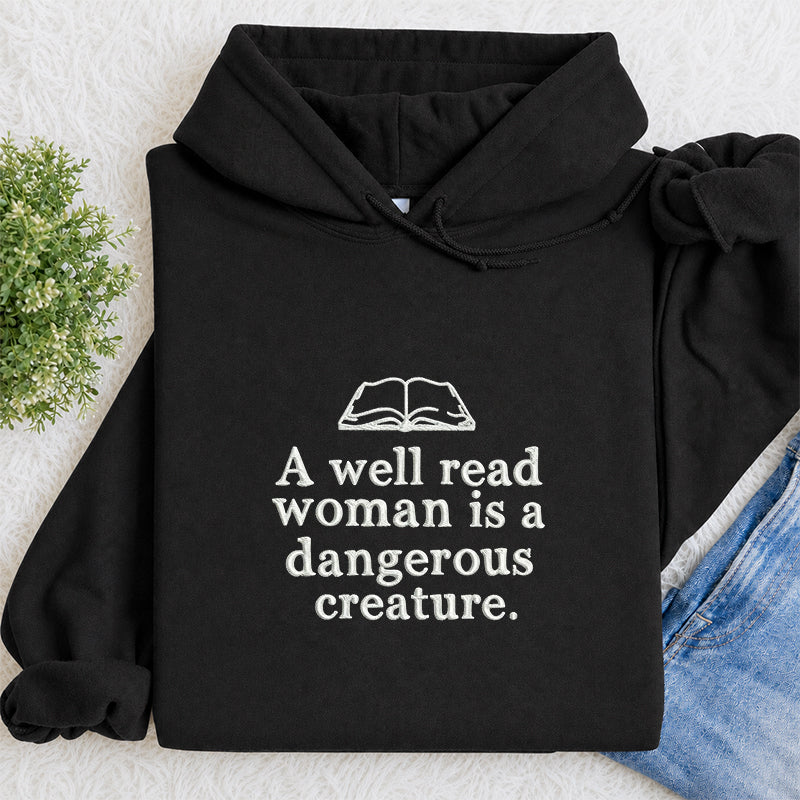 Embroidered A Well Read Woman Classic Adult Unisex Hoodie