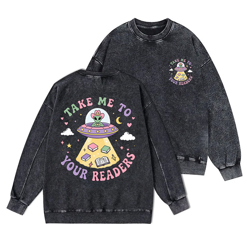 Take Me To Your Readers Washed Crewneck Sweatshirt