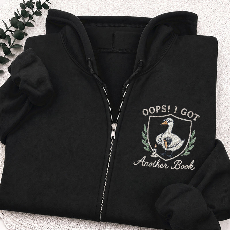 Embroidered Goose Got Another Book Classic Adult Unisex Full Zip Hoodie