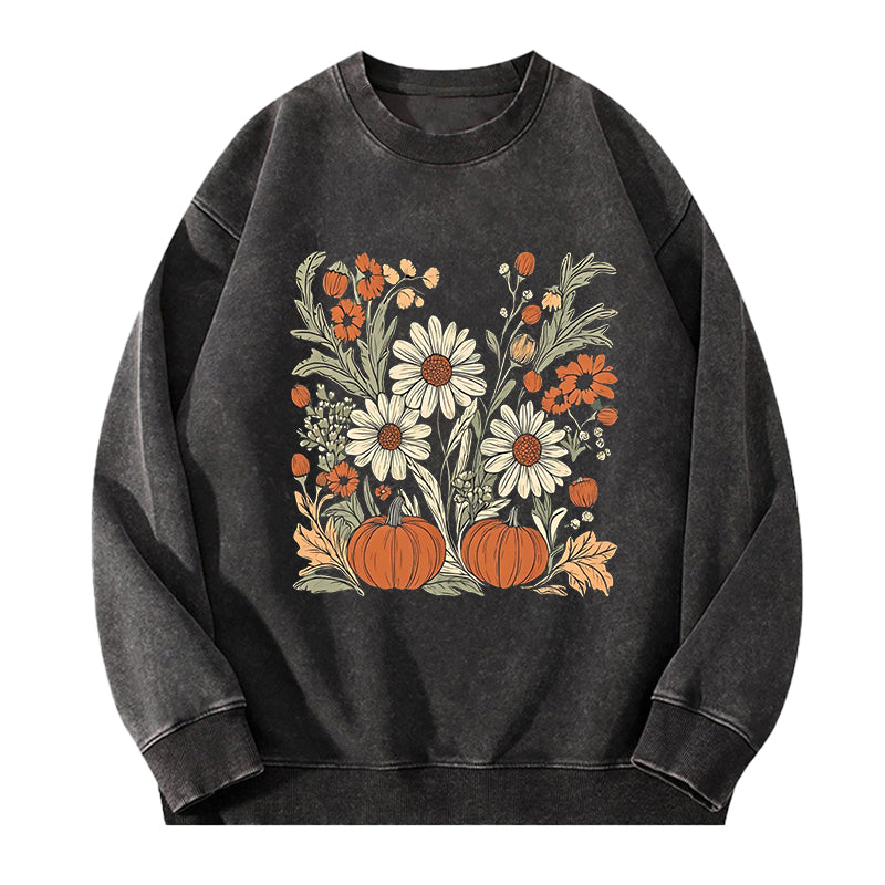 Pumpkin & Wildflower Washed Crewneck Sweatshirt