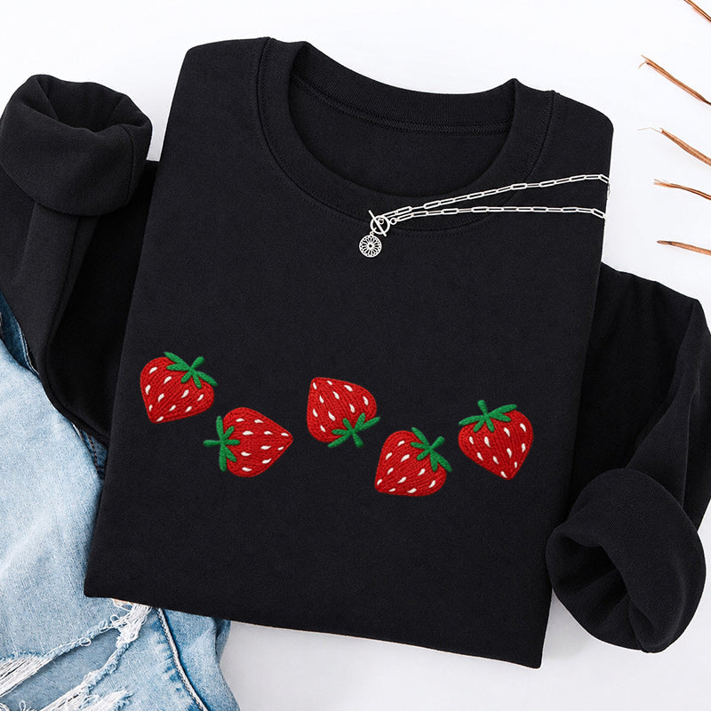 Embroidered Strawberry Classic Crewneck Sweatshirt