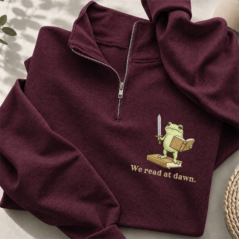 Embroidered We Read At Dawn Classic Quarter Zip Sweatshirt