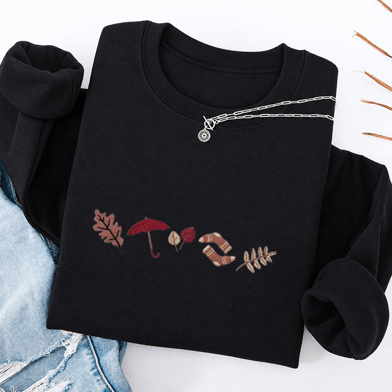 Embroidered Cozy Fall Classic Crewneck Sweatshirt