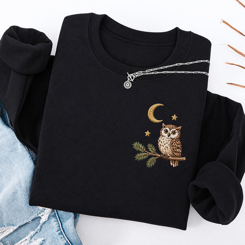 Embroidered Night Owl Classic Crewneck Sweatshirt