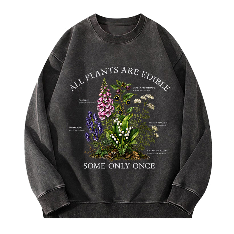 Vintage Botanical All Plants Are Edible Washed Crewneck Sweatshirt
