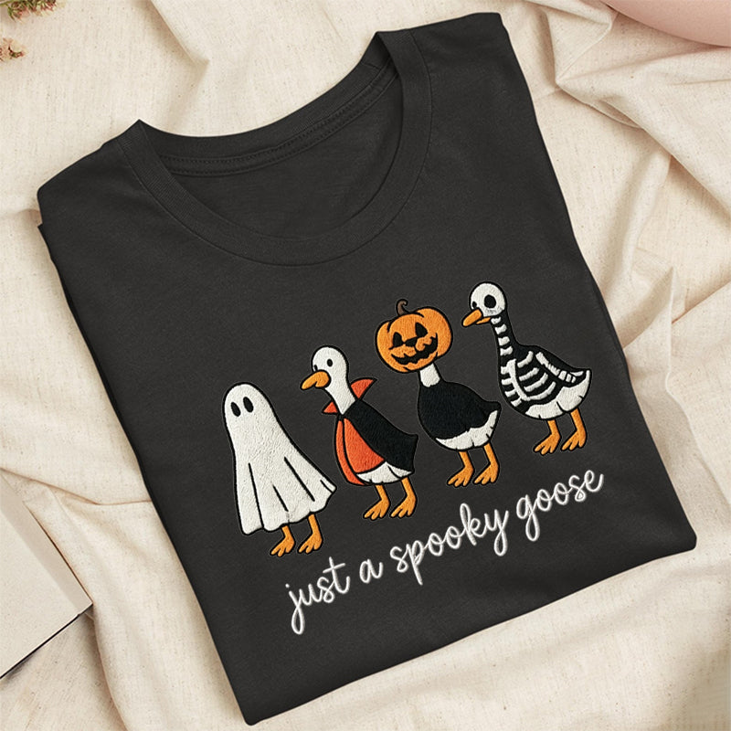Embroidered Just A Spooky Goose Classic Adult Unisex Crew Neck T-Shirt