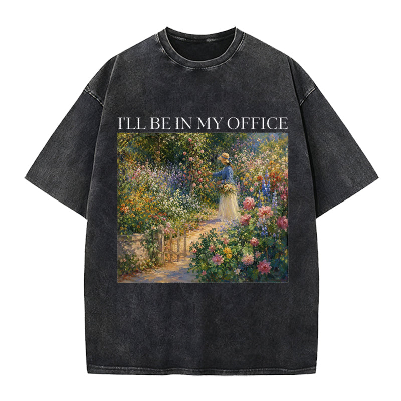 Garden My Office Retro Washed Crew Neck T-Shirt