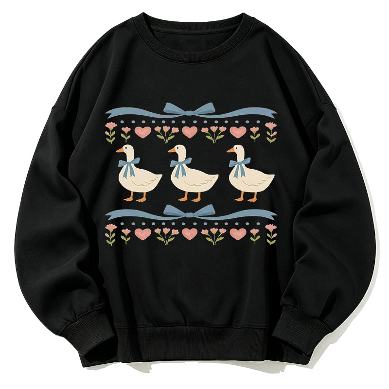Vintage Three Duck & Floral Classic Adult Unisex Crewneck Sweatshirts