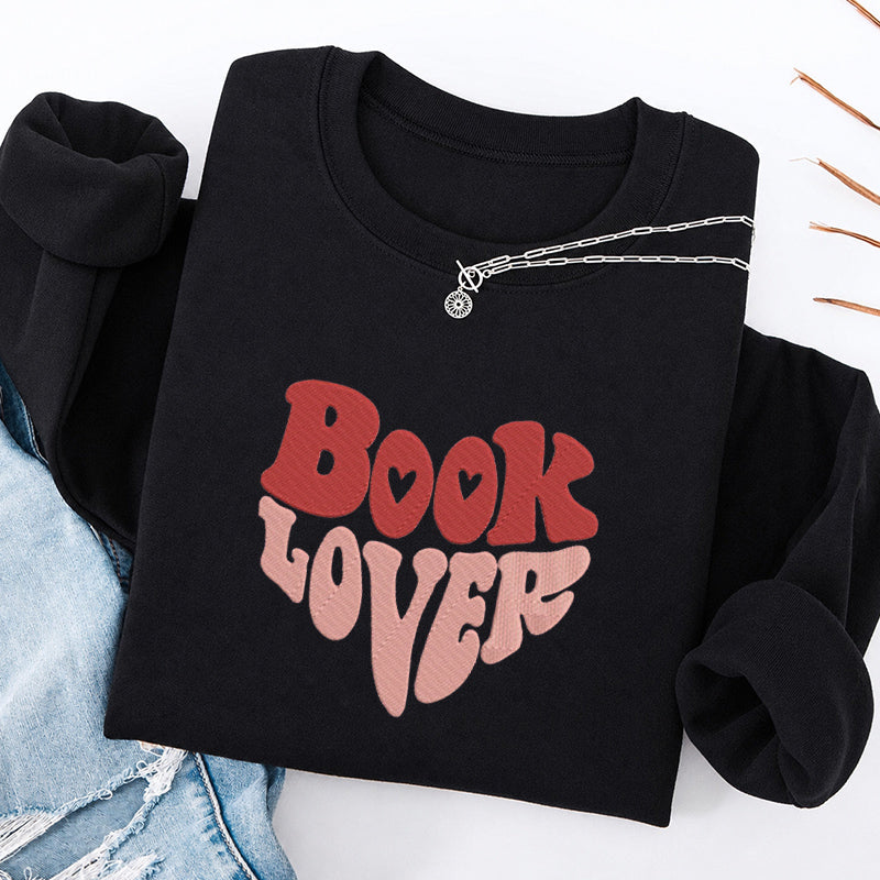 Embroidered Vintage Book Lover Classic Crewneck Sweatshirt