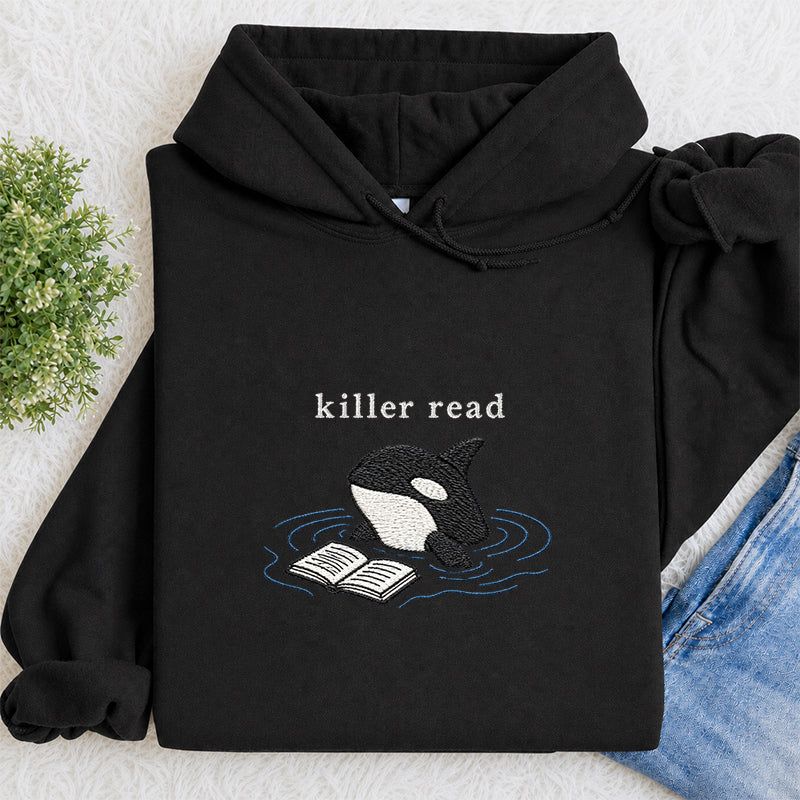 Embroidered Killer Read Orca Classic Adult Unisex Hoodie