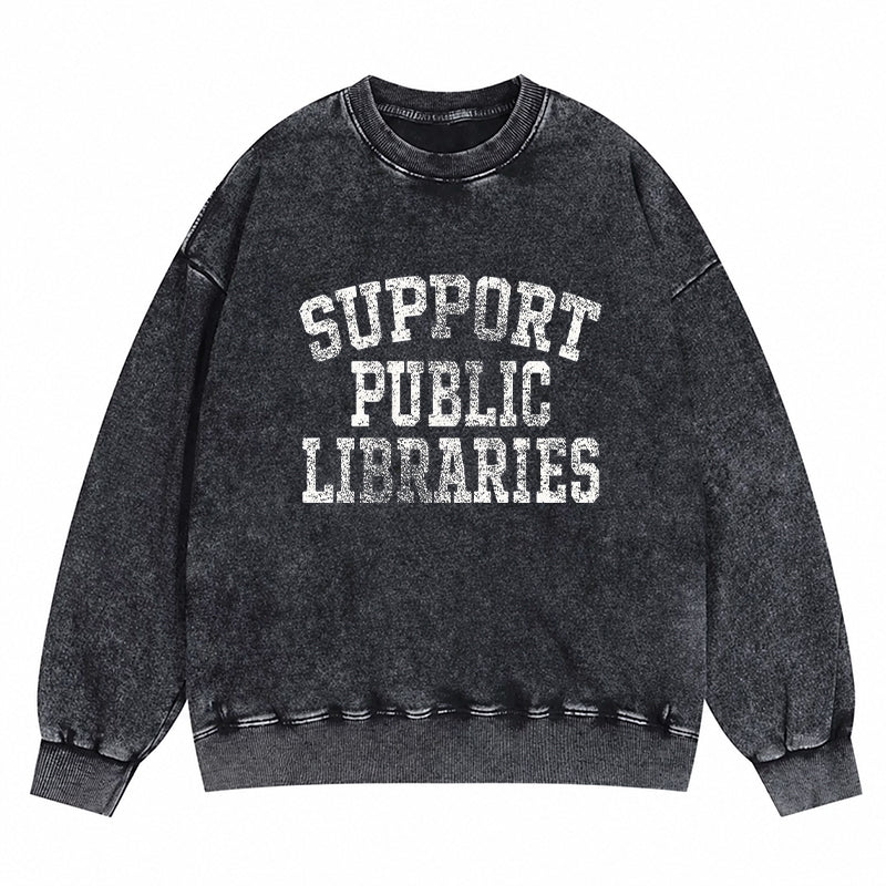 Support Public Libraries Washed Crewneck Sweatshirt