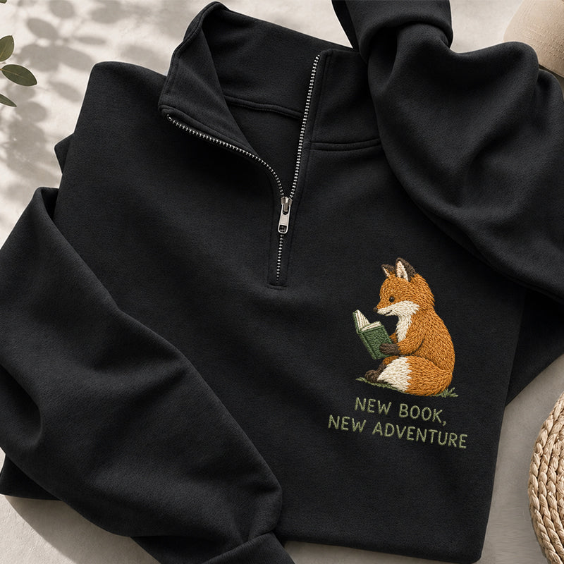 Embroidered New Book New Adventure Classic Quarter Zip Sweatshirt