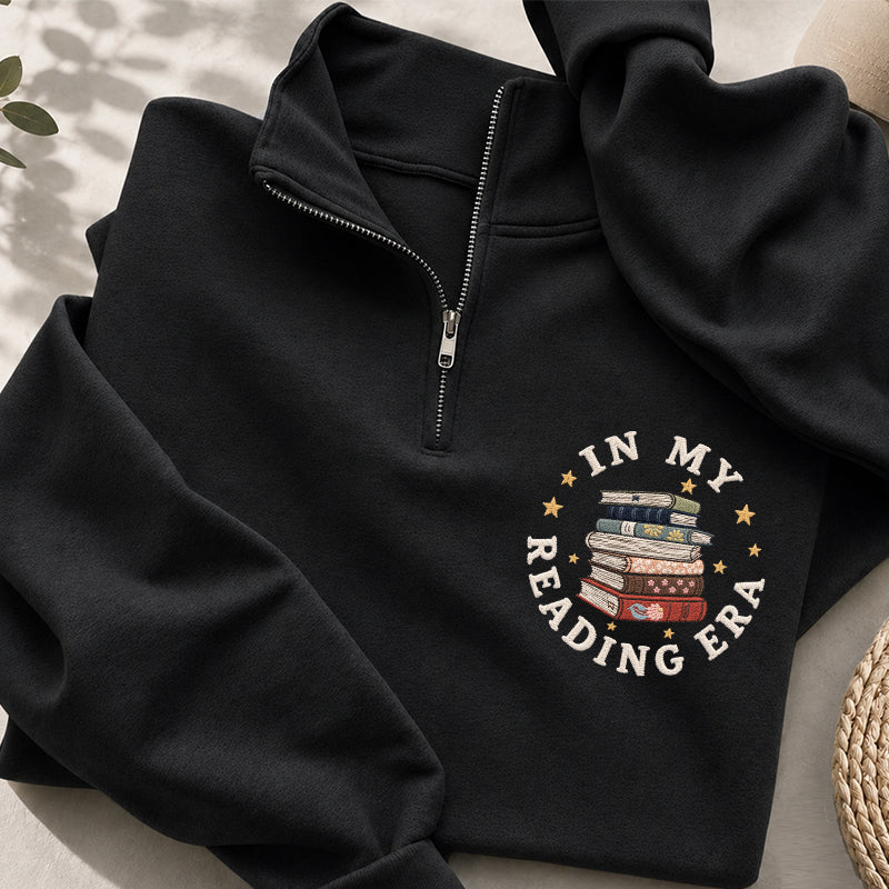 Embroidered In My Reading Era Classic Quarter Zip Sweatshirt